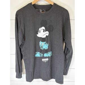Neff Men's Women's Mickey Mouse Too Many People Grow Up Long Sleeve Grey Shirt L